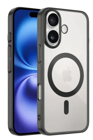 Coverzs Coque rigide transparent MagSafe iPhone 16 (noir) Meilleur Choix