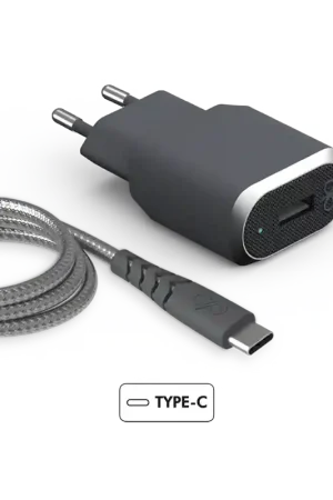 Commander Vite Chargeur maison 3A IC Smart + Câble renforcé USB A/USB C Garanti à vie Gris Force Power