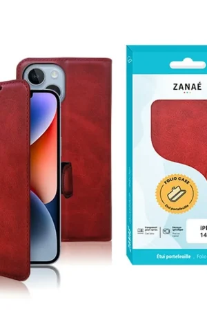 Commander Maintenant Etui Portefeuille Zanae Columbia iPhone 14 Plus Rouge