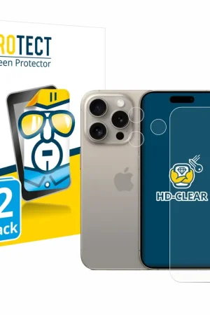 Solde 2 Pièces BROTECT HD-Clear Film de protection d'écran pour Apple iPhone 15 Pro (Avant+Caméra)