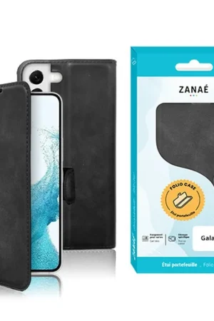 Retour Gratuit Étui Portefeuille Zanae Columbia Noir pour Galaxy S22