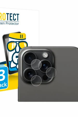 Produit De Marque 3 Pièces BROTECT AirGlass Protection d'écran en verre pour Apple iPhone 15 Pro Max (Caméra UNIQUEMENT)