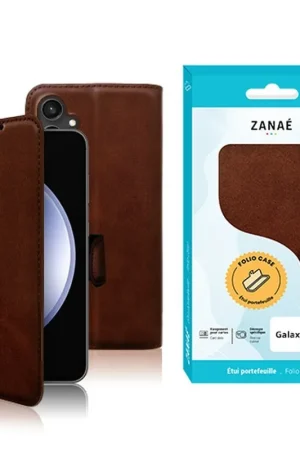 Usine Directe Etui Portefeuille Zanae Columbia pour Galaxy S23 FE Marron