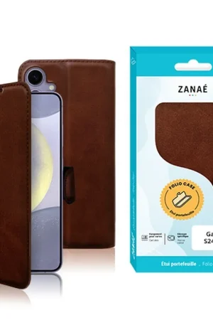 Usine Directe Etui Portefeuille Zanae Columbia pour Galaxy S24 Plus Marron