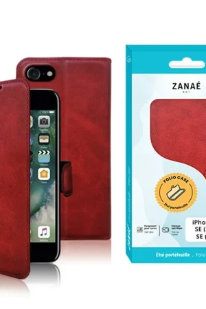 Authentique Etui Portefeuille Zanae Columbia pour iPhone 7/8/SE Rouge
