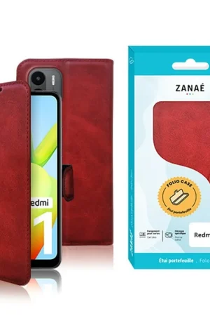 Acheter En Ligne Étui Portefeuille Zanae Columbia Rouge pour Redmi A1/A2