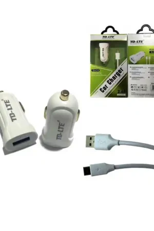 Adaptateur allume cigare 2.4A +cable TYPE C - BLANC Prix Bas
