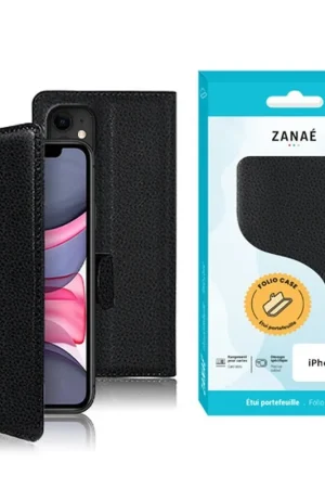 Authentique Étui Portefeuille Zanae iPhone 11 Noir