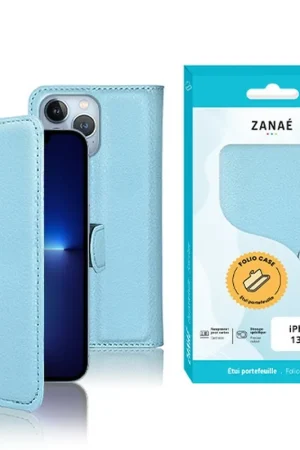 Acheter Direct Etui Portefeuille Zanae iPhone 13 Pro Bleu Clair
