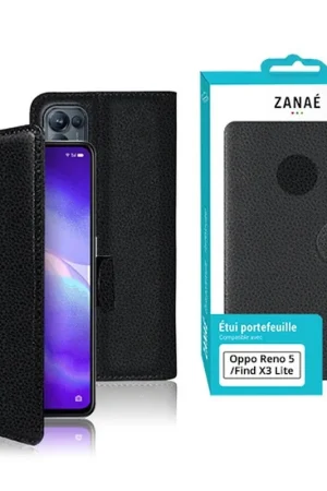Usine Directe Etui Portefeuille Zanae Noir pour Find X3 Lite / Reno5