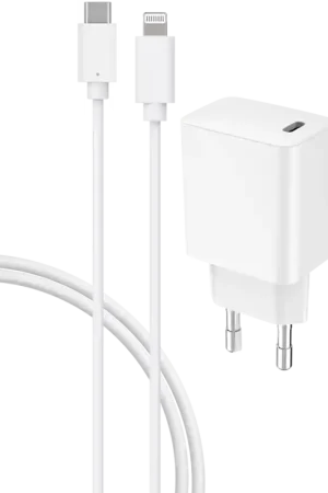 Offre Exclusive Chargeur maison 20W Power Delivery + Câble USB C/Lightning Blanc Bigben