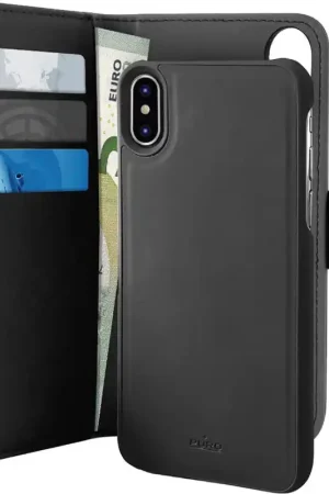 Etui Folio iPhone X/XS Puro avec magnet détachable noir Nouvel Arrivage