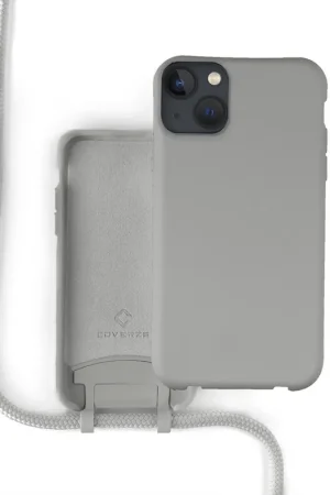 Prix Bas Coverzs Coque silicone avec cordon iPhone 13 (gris)