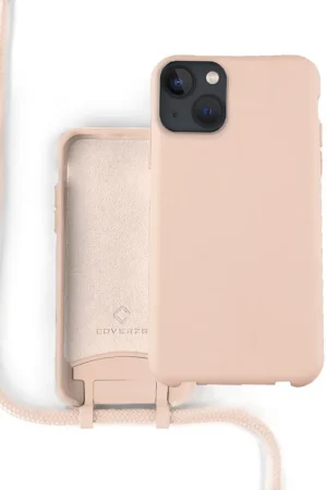 Coverzs Coque silicone avec cordon iPhone 13 Mini (rose) Meilleure Vente