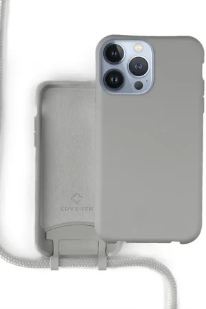 Coverzs Coque silicone avec cordon iPhone 13 Pro Max (gris) Vente Directe