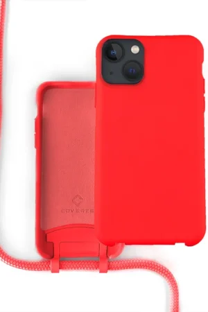 Coverzs Coque silicone avec cordon iPhone 13 (rouge) Offre Du Jour