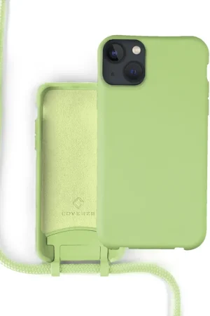 Affaire À Saisir Coverzs Coque silicone avec cordon iPhone 13 (vert clair)