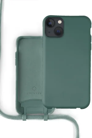 Coverzs Coque silicone avec cordon iPhone 13 (vert foncé) Expédié Aujourd’hui