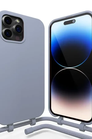 Coverzs Coque en silicone avec Cordon iPhone 14 Pro Max (gris-bleu) Prix Cassé