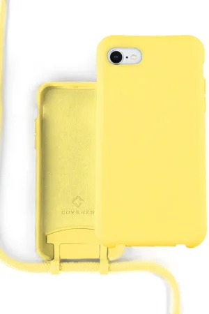 Coverzs Coque silicone avec cordon iPhone 7/8/SE 2020 (jaune) Offre Limitée
