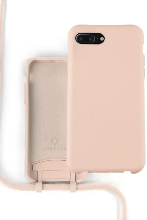 Prix Cassé Coverzs Coque silicone avec cordon iPhone 7/8 Plus (rose)