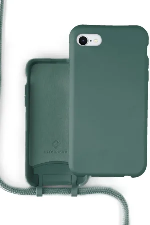 Coverzs Coque silicone avec cordon iPhone SE 2022 (vert foncé) Expédition Rapide