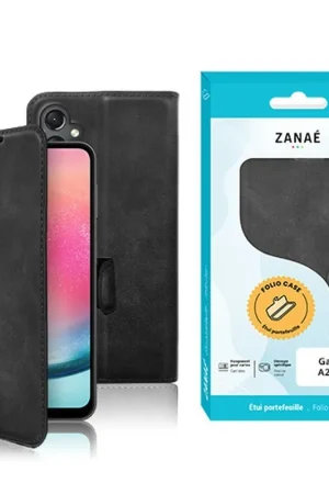 Prix Cassé Etui Portefeuille Zanae pour Galaxy A24 4G Noir