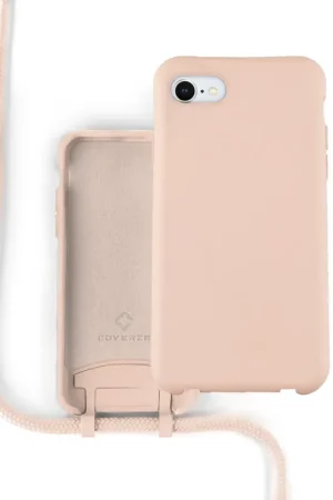 Achetez Aujourd’hui Coverzs Coque silicone avec cordon iPhone SE 2022 (rose)