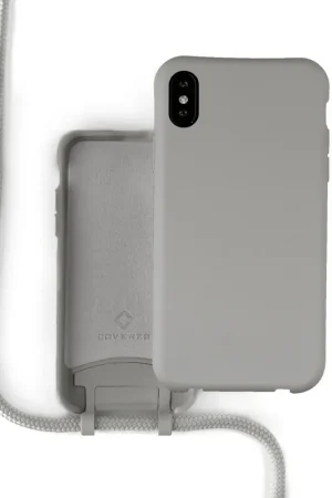 Coverzs Coque silicone avec cordon iPhone X / Xs (gris) Top Vente