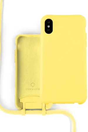 Meilleur Choix Coverzs Coque silicone avec cordon iPhone X / Xs (jaune)