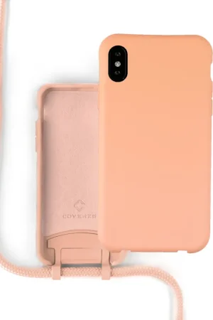 Haute Qualité Coverzs Coque silicone avec cordon iPhone X / Xs (orange)