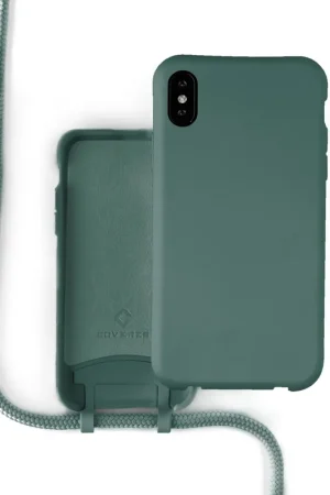 Coverzs Coque silicone avec cordon iPhone X / Xs (vert foncé) Prix Promo