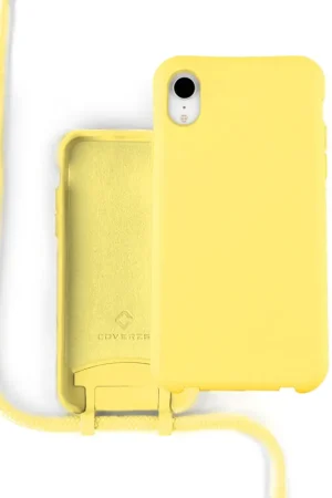 Coverzs Coque silicone avec cordon iPhone Xr (jaune) Retour Gratuit