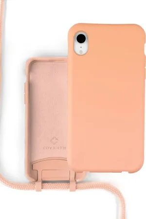 Coverzs Coque silicone avec cordon iPhone Xr (orange) Meilleure Vente