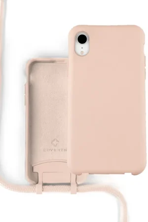 Super Prix Coverzs Coque silicone avec cordon iPhone Xr (rose)