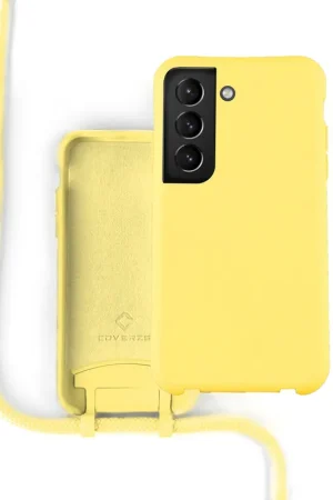 Coverzs Coque silicone avec cordon Samsung Galaxy S21 Plus (jaune) Prix Réduit