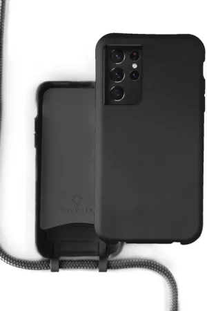Coverzs Coque silicone avec cordon Samsung Galaxy S21 Ultra (noir) Solde
