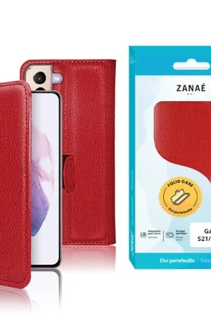 Commande En Gros Etui Portefeuille Zanae pour Galaxy S21/S21 5G Rouge
