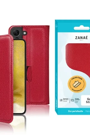 Bon Marché Etui Portefeuille Zanae pour Galaxy S22 Plus - Rouge