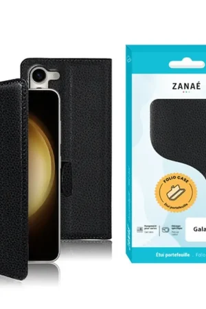 Usine Directe Etui Portefeuille Zanae pour Galaxy S23 Noir