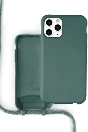 Retour Gratuit Coverzs Coque silicone avec cordon iPhone 12 Pro Max (vert foncé)