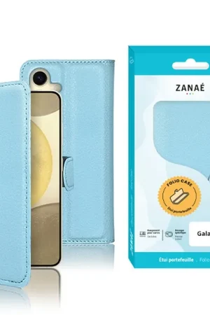 Commande En Gros Etui Portefeuille Zanae pour Galaxy S24 Bleu clair