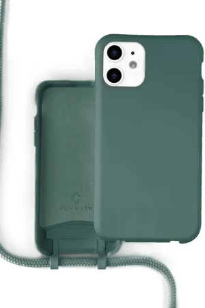 Commander Vite Coverzs Coque silicone avec cordon iPhone 12 / 12 Pro (vert foncé)
