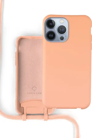 Coverzs Coque silicone avec cordon iPhone 13 Pro Max (orange) Offre Du Jour