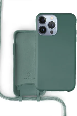 Coverzs Coque silicone avec cordon iPhone 13 Pro Max (vert foncé) Soldes