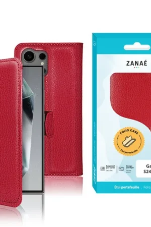Seulement Aujourd’hui Étui Portefeuille Zanae pour Galaxy S24 Ultra Rouge