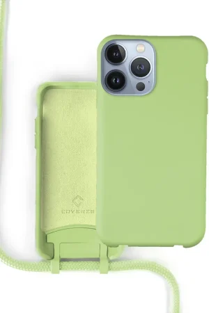 Coverzs Coque silicone avec cordon iPhone 13 Pro (vert clair) Vente Flash