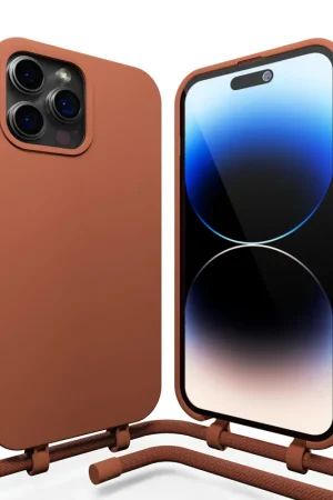Coverzs Coque en silicone avec Cordon iPhone 14 Pro Max (marron) Jusqu’à Épuisement Des Stocks