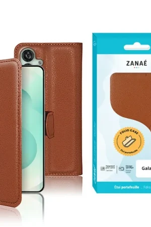 Prix Réduit Etui Portefeuille Zanae pour Galaxy S25 Marron