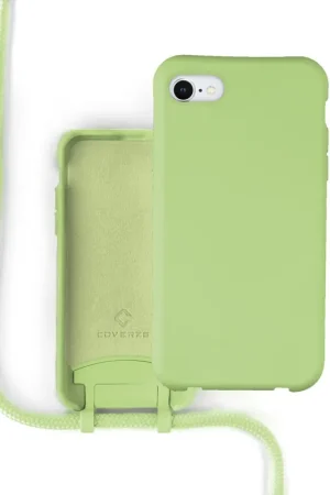 Livraison Express Coverzs Coque silicone avec cordon iPhone SE 2022 (vert clair)